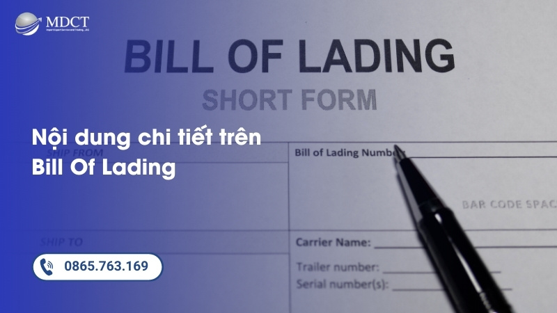 Nội dung chi tiết trên Bill of Lading