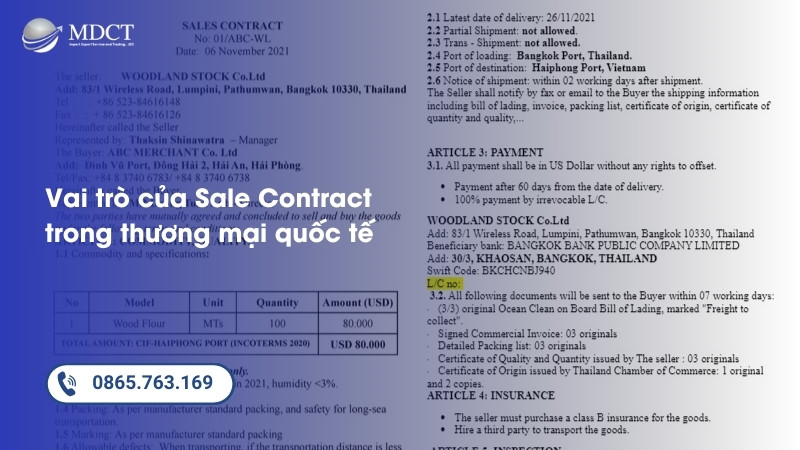 Vai trò của Sale Contract trong thương mại quốc tế