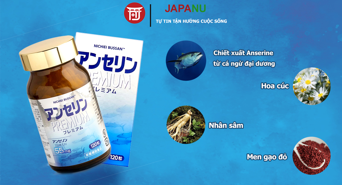 Thành phần viên uống điều trị Gout Anserine Premium 120 Viên