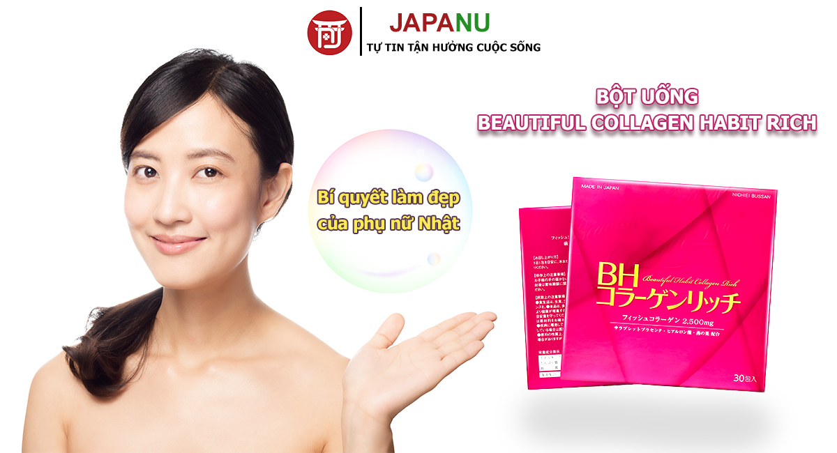 Bột uống Beautiful Collagen Habit Rich Đẹp Da 30 gói