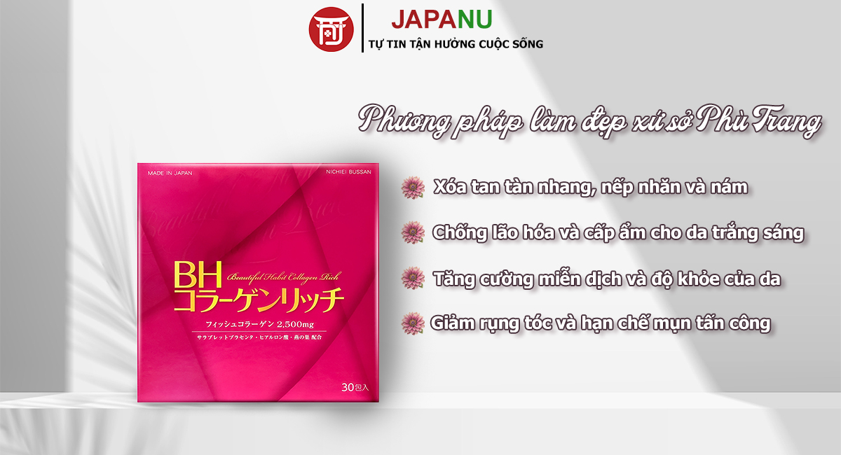 Công dụng bột uống Beautiful Collagen Habit Rich Đẹp Da 30 gói