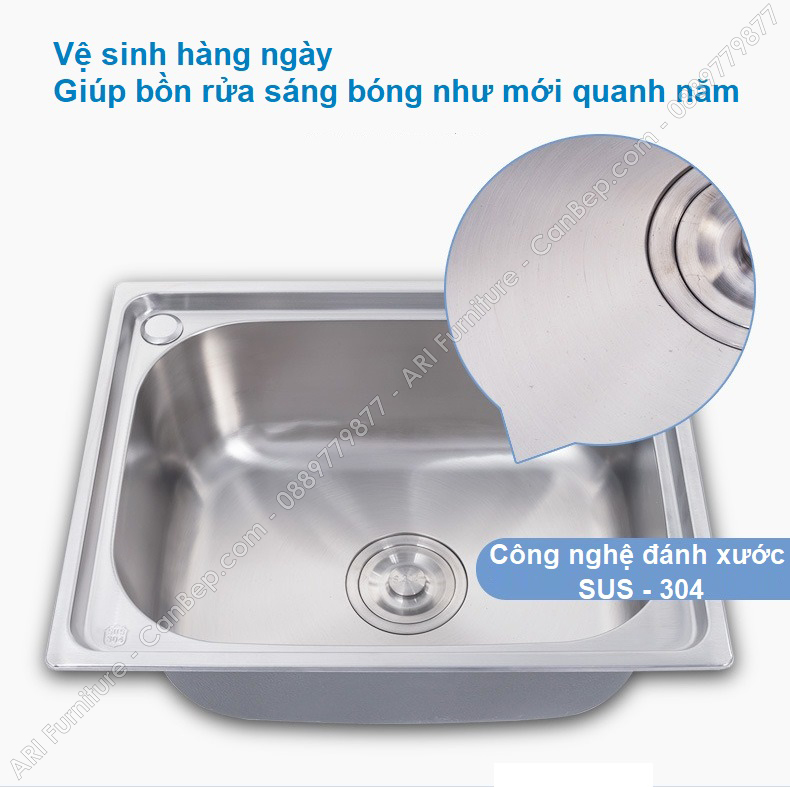 Chậu Rửa Chén 60x45cm 1 Hộc - inox 304