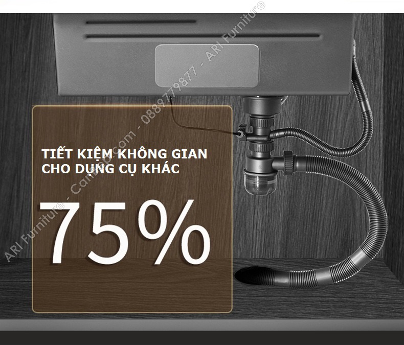 Chậu Rửa Chén 78x46cm Vòi Nhiệt Độ + Vắt Dao Dày 3.0mm - inox 304 Nano Đen