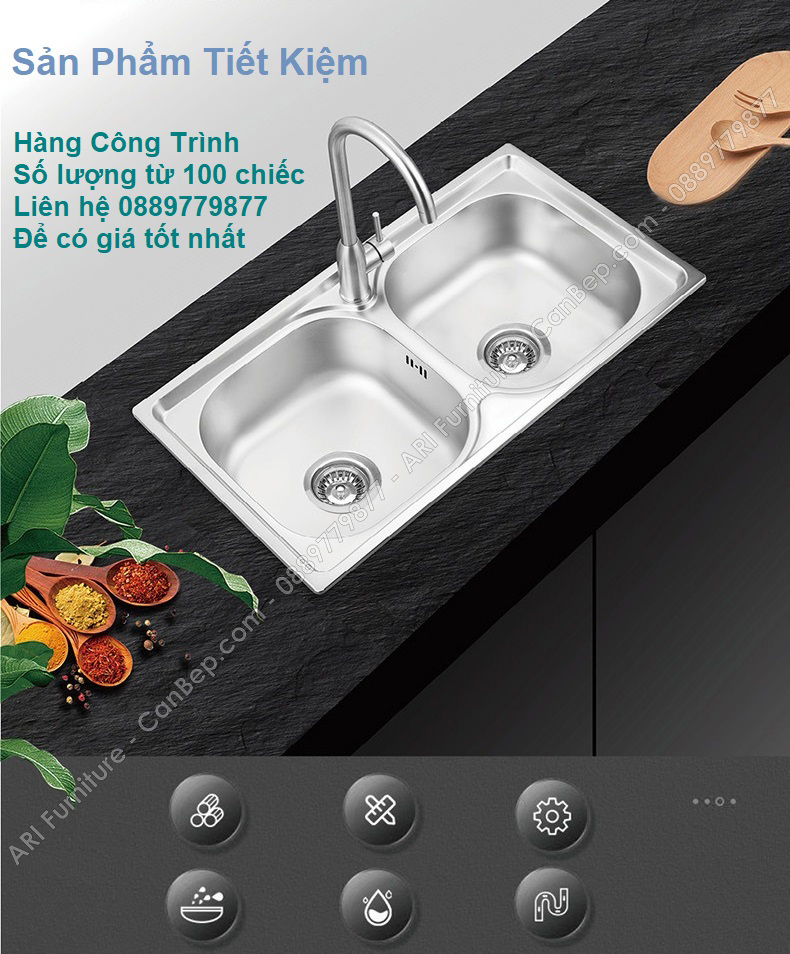 Chậu Rửa Chén 78x43cm - inox 304