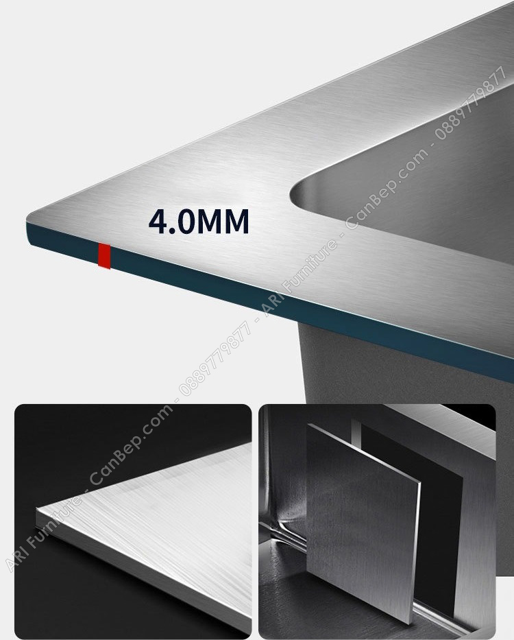 Chậu Rửa Chén 78x46cm Khay Thớt Dày 4.0mm - inox 304