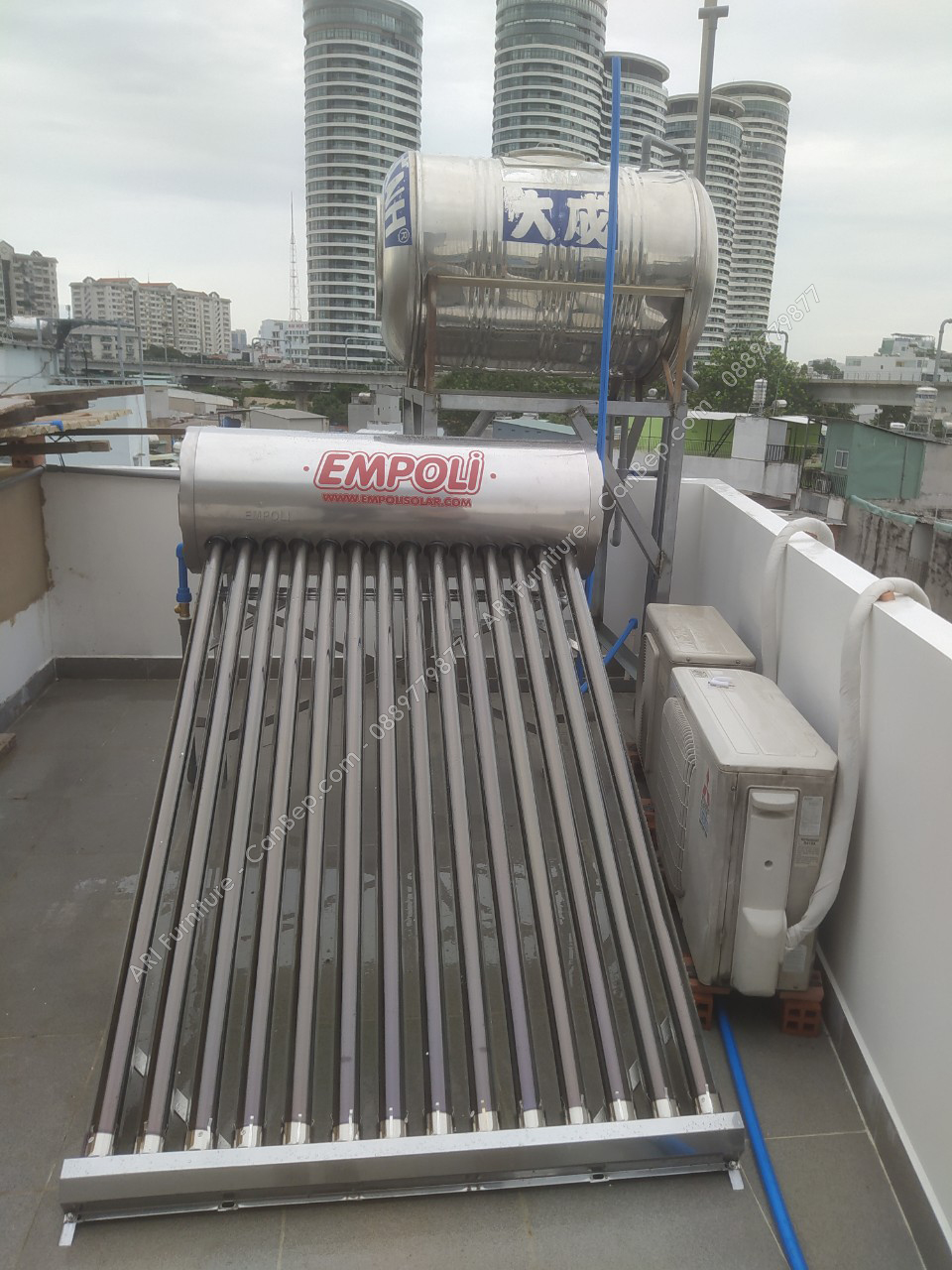 Máy Nước Nóng Năng Lượng Mặt Trời Empoli 180 Lít (18 Ống) inox 304