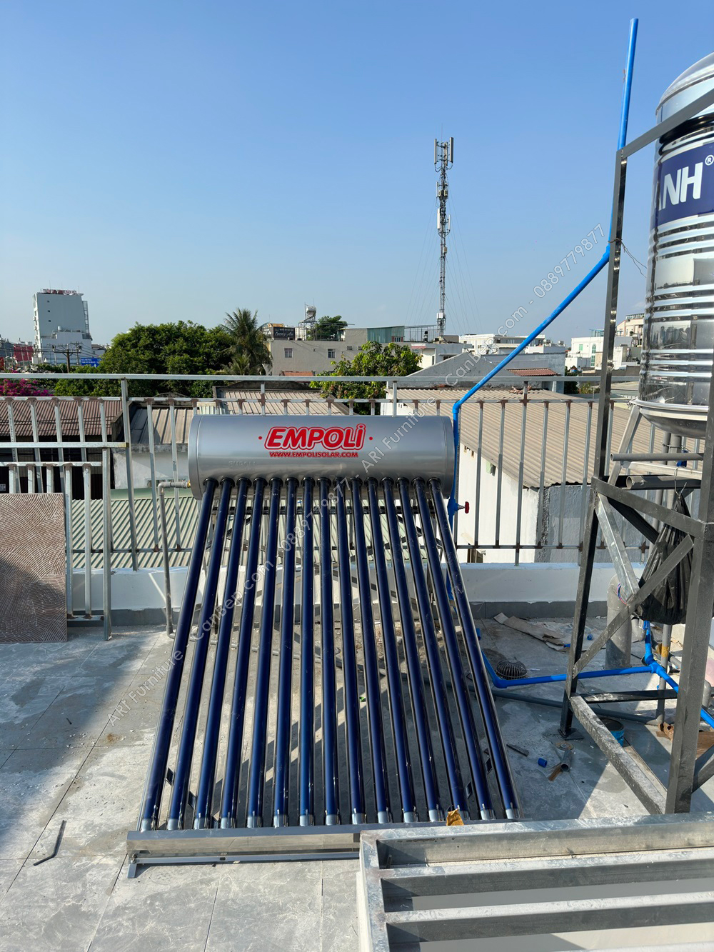 Máy Nước Nóng Năng Lượng Mặt Trời Empoli 180 Lít (18 Ống) inox 304