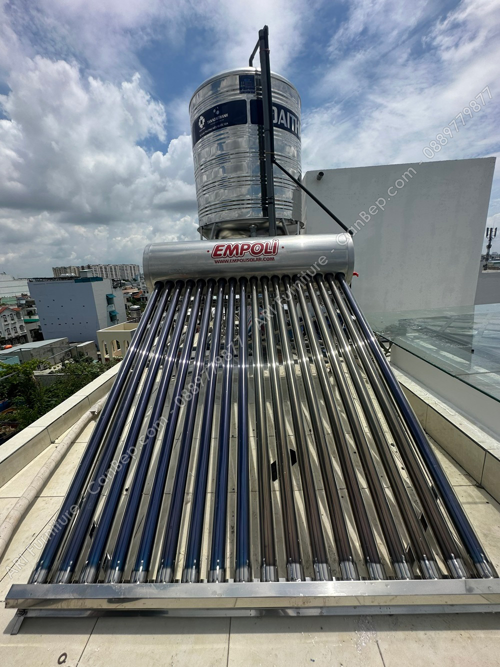 Máy Nước Nóng Năng Lượng Mặt Trời Empoli 180 Lít (18 Ống) inox 304