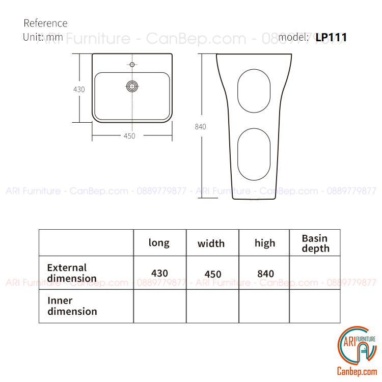 Lavabo Trụ Đứng LP111 Trắng