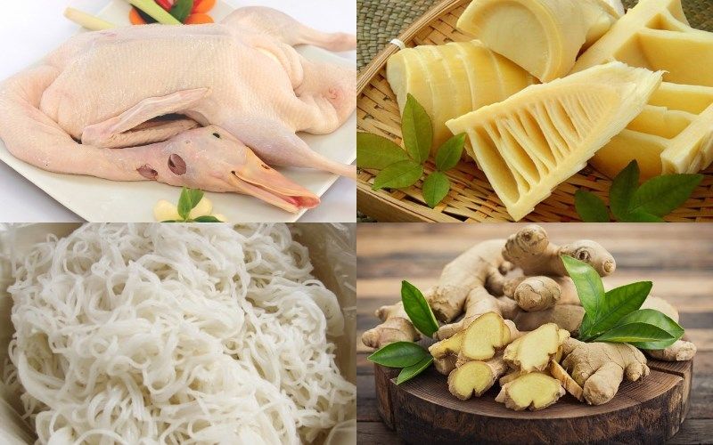 Những nguyên liệu cần thiết để nấu bún vịt măng tươi