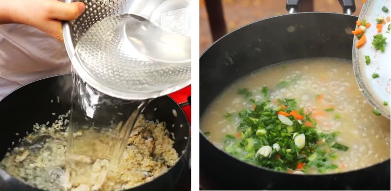 Hoàn thiện một nồi cháo bào ngư