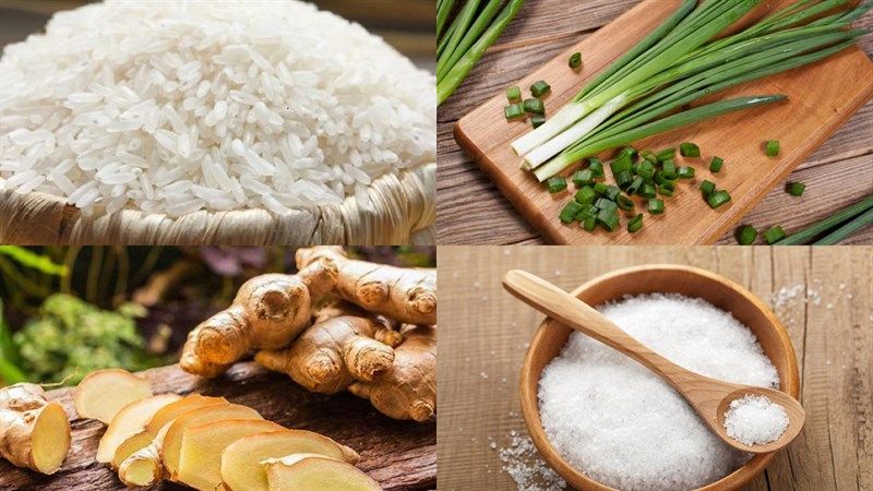 Ảnh 1: Những nguyên liệu nấu món cháo này rất đơn giản