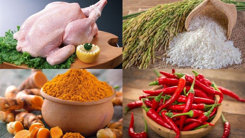 Ảnh 8: Những nguyên liệu đơn giản cho cách nấu cơm gà này