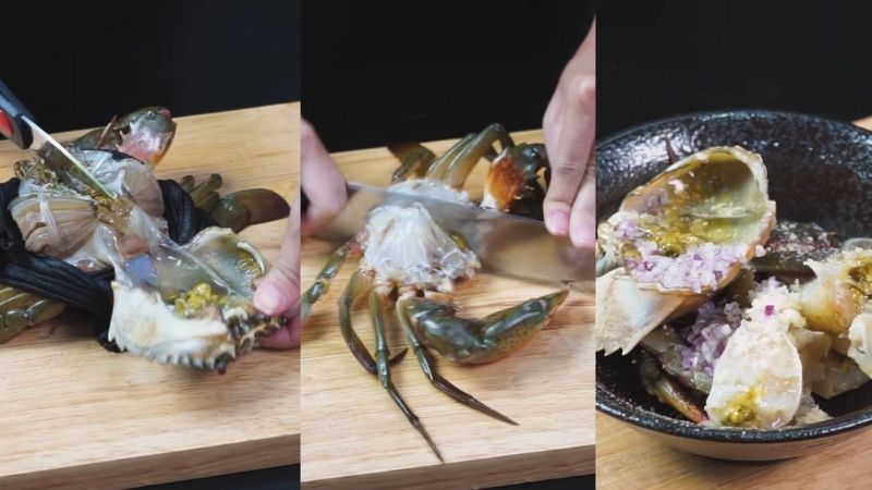 Ảnh 5: Chọn vào yếm cua sau đó sơ chế thật sạch