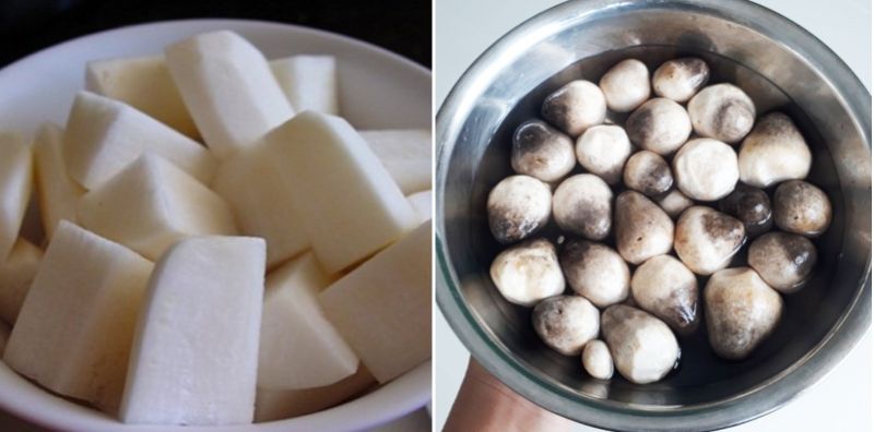 4: Củ cải trắng, nấm rơm làm sạch