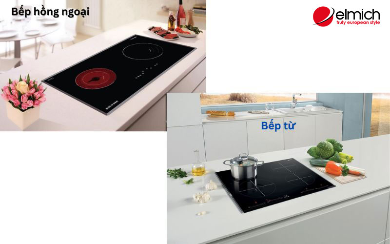 Hình 1: Phân biệt bếp từ và bếp hồng ngoại