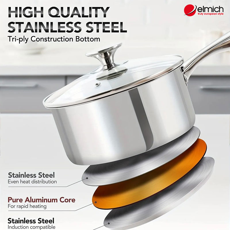 Hình 2: Nồi inox 3 lớp cấu tạo phần đáy bao gồm 3 lớp khác nhau