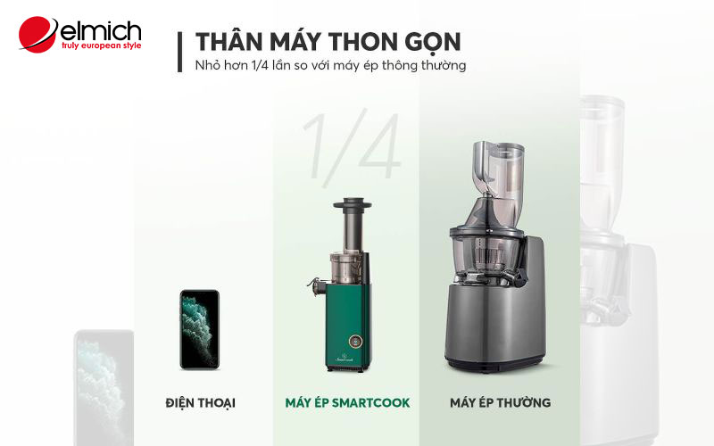 Hình 4: Máy ép chậm trái cây mini Smartcook JES-3897OL với thiết kế nhỏ gọn