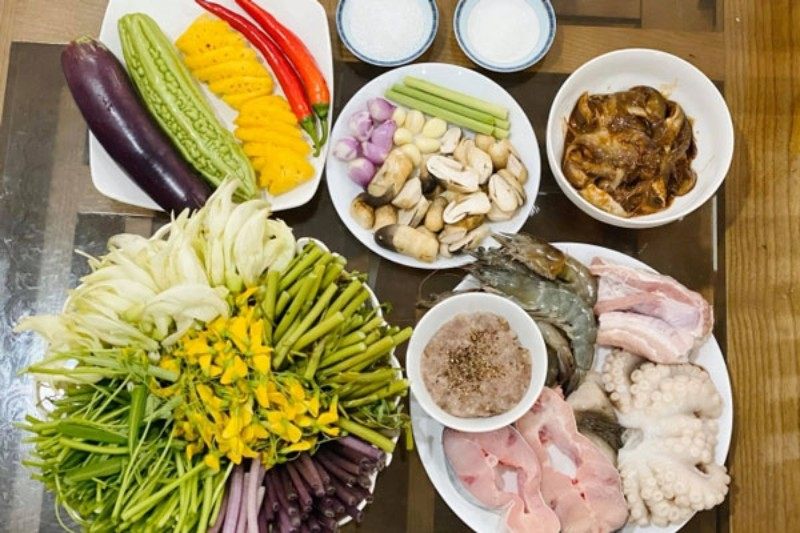 Các nguyên liệu cần phải chuẩn bị cho món lẩu mắm chuẩn miền Tây