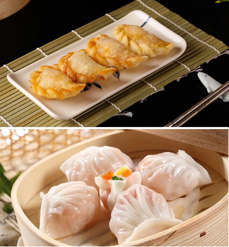 Ảnh 6: Bạn chia há cảo thành 2 phần để chiên và hấp cho chín