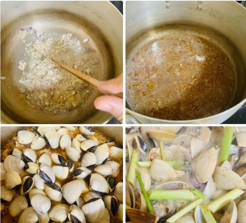 Ảnh 9: Trước khi sốt, bạn cũng cần phi thơm hành sả để làm đậm mùi món ăn