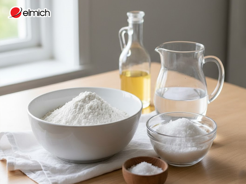 Nguyên liệu làm bánh phở bằng chảo chống dính tại nhà