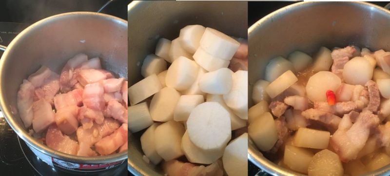 Ảnh 6: Lần lượt kho thịt theo các bước hướng dẫn