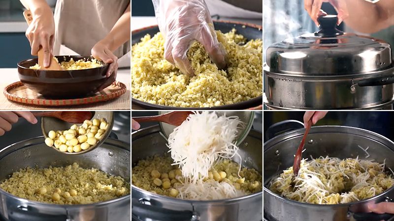 Ảnh 6: Các bước hấp xôi