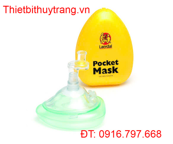 MẶT NẠ CPR BỎ TÚI LAERDAL CÓ ĐẦU VÀO OXY VỚI DÂY ĐEO