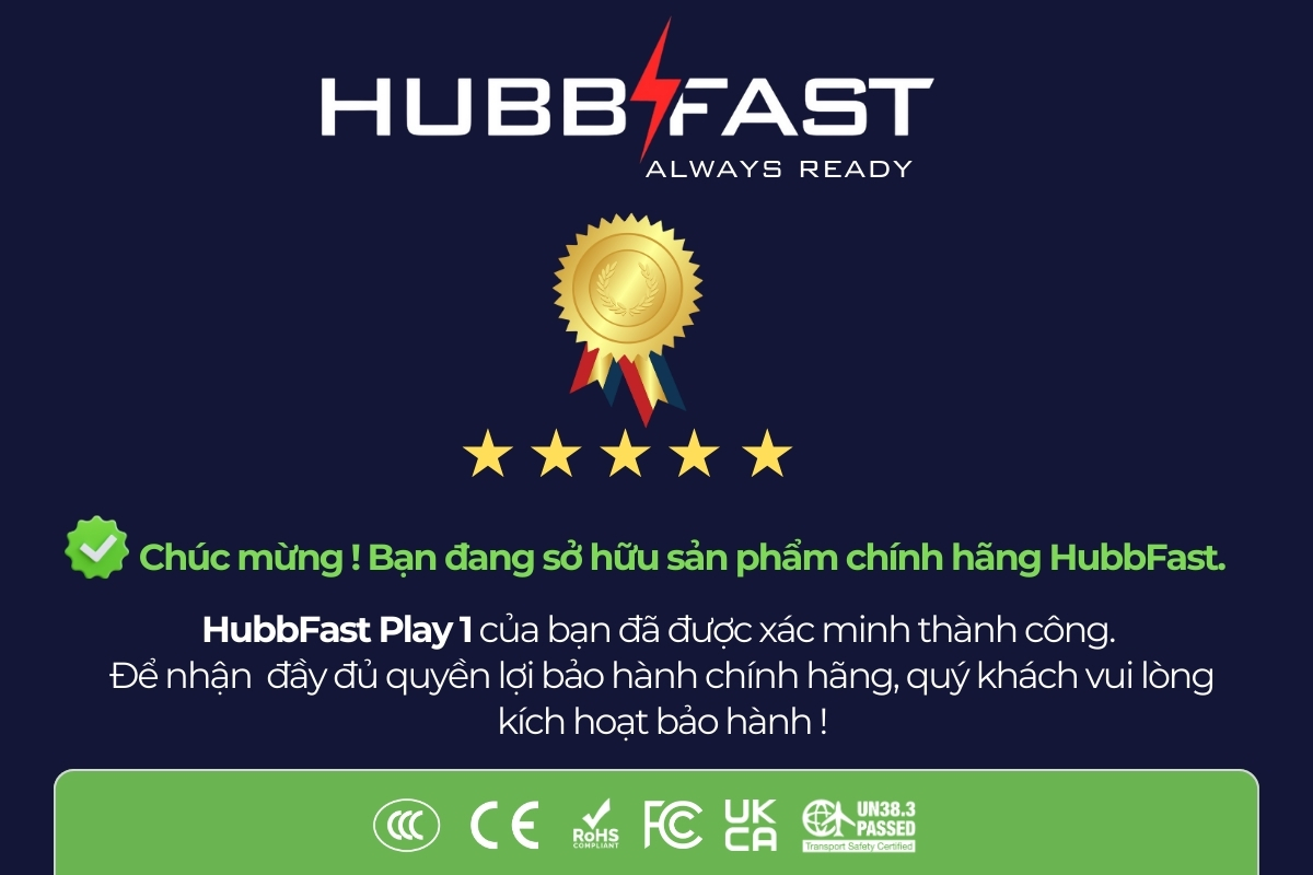 HubbFast PLAY1 – Thông Tin Chính Hãng & Xác Thực Sản Phẩm | Hubbtronix – ảnh 1