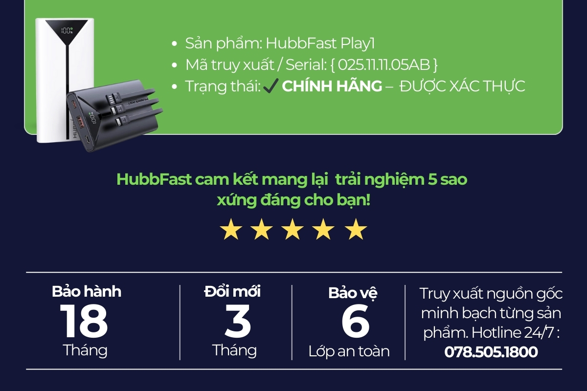 HubbFast PLAY1 – Thông Tin Chính Hãng & Xác Thực Sản Phẩm | Hubbtronix – ảnh 2