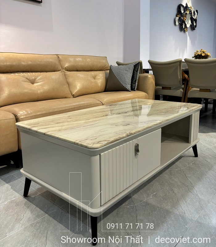 Bàn trà sofa thiết kế mặt đá sáng bóng, dễ vệ sinh
