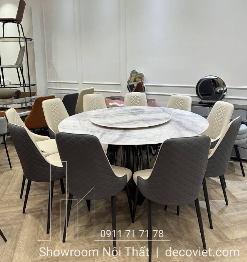 bàn ăn dành cho 10 người mặt bàn tròn dễ dàng trò chuyện