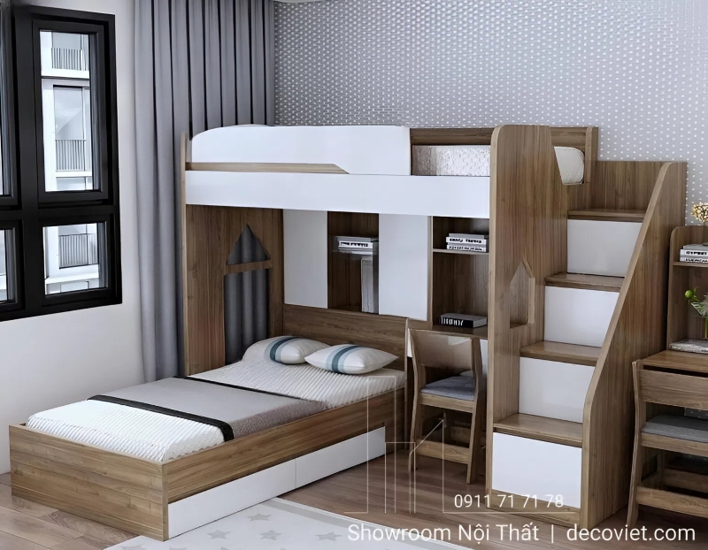 Giường tầng trẻ em kết hợp bàn học nhỏ gọn