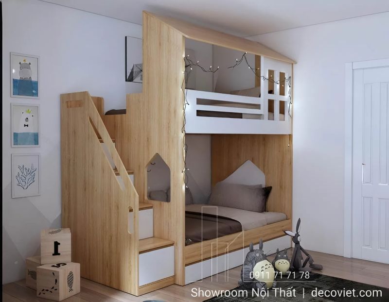 Giường ngủ tầng dành cho bé thiết kế ngôi nhà ấn tượng