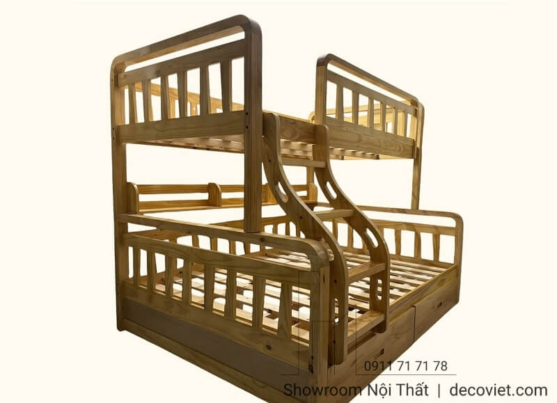 giường tầng thiết kế lan can cao an toàn cho bé