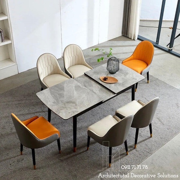 bàn ăn kéo dài mặt đá