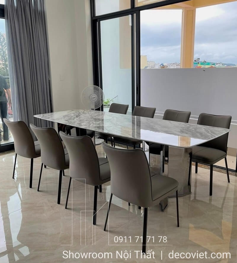 bàn mặt đá dài 2.6m phù hợp 10 ghế ngồi