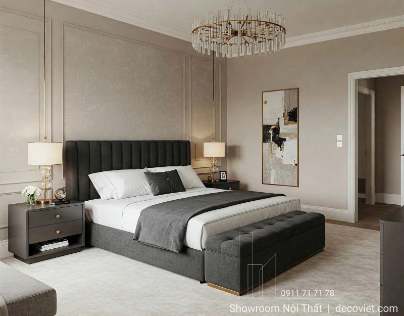 Phòng ngủ thiết kế hiện đại nhưng không kém phần sang trọngn