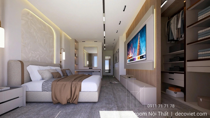 Thiết kế phòng ngủ đầy đủ nội thất tiện lợi cho diện tích 30m2
