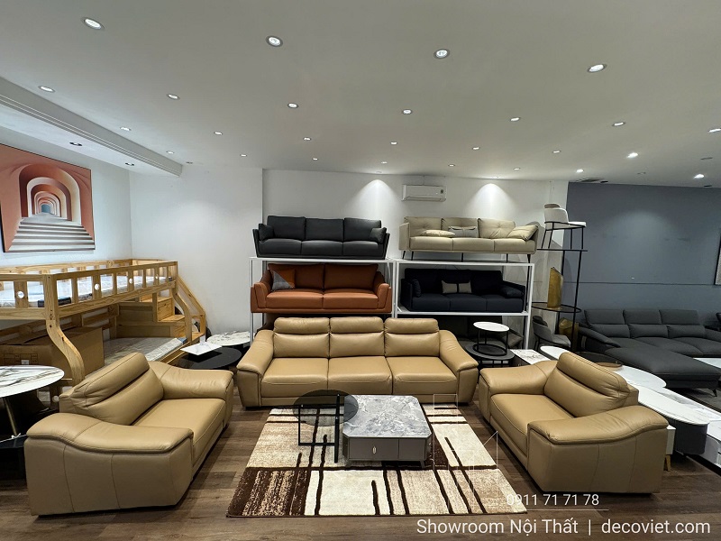 ghế sofa da hiện đại tone màu trng tính nổi bật