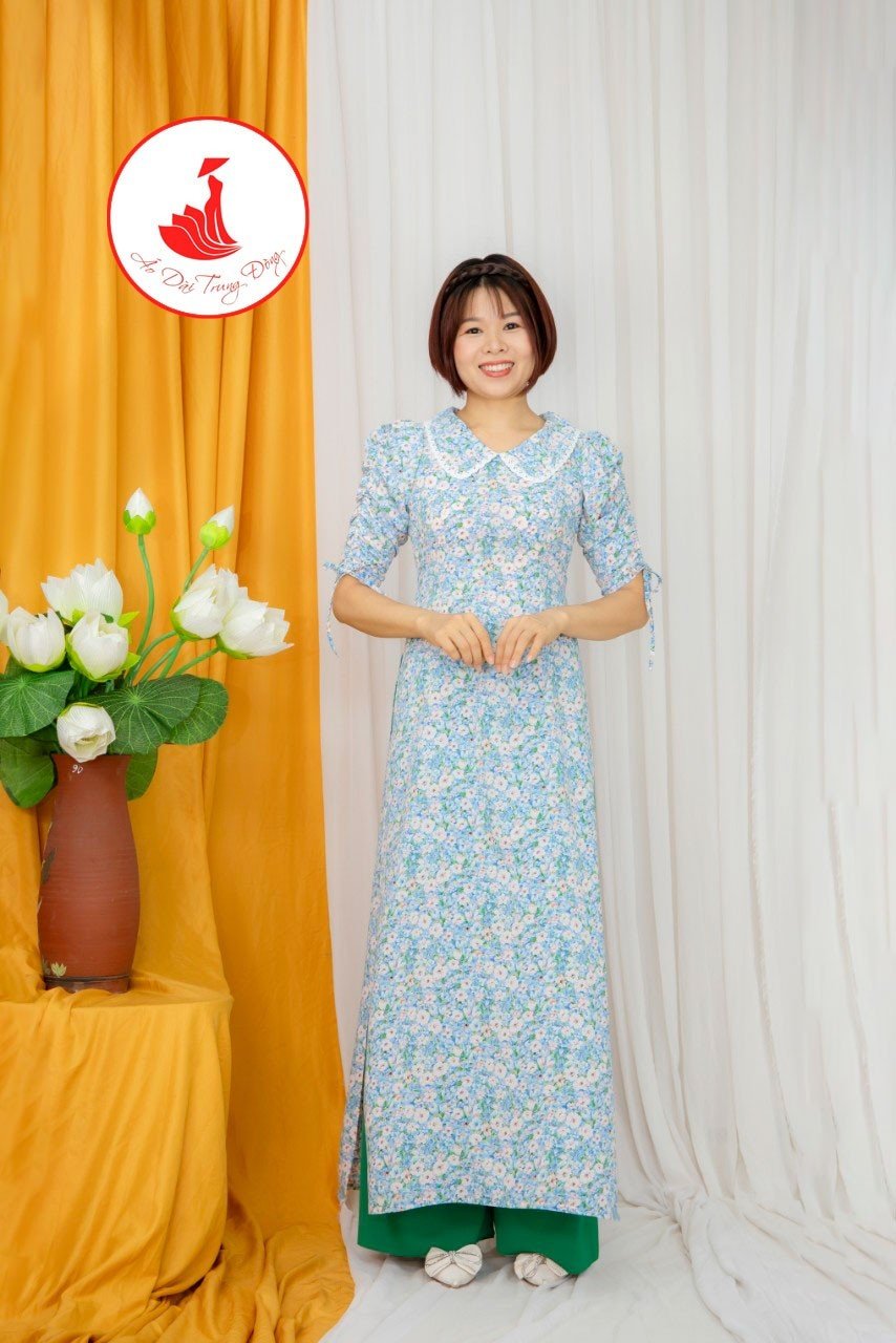 Áo dài cách tân kết hợp giữa cổ và tay thiết kế hiện đại