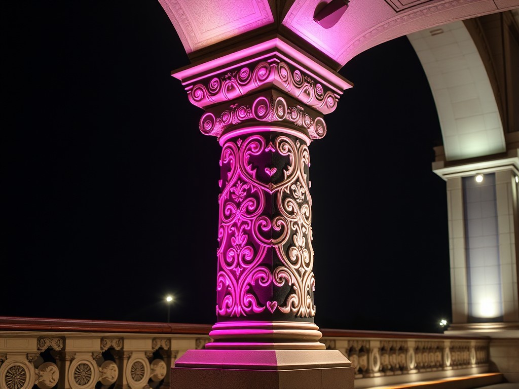 Minh họa ánh sáng từ đèn JUPITER RGBW trên trụ cột hoặc chi tiết trang trí