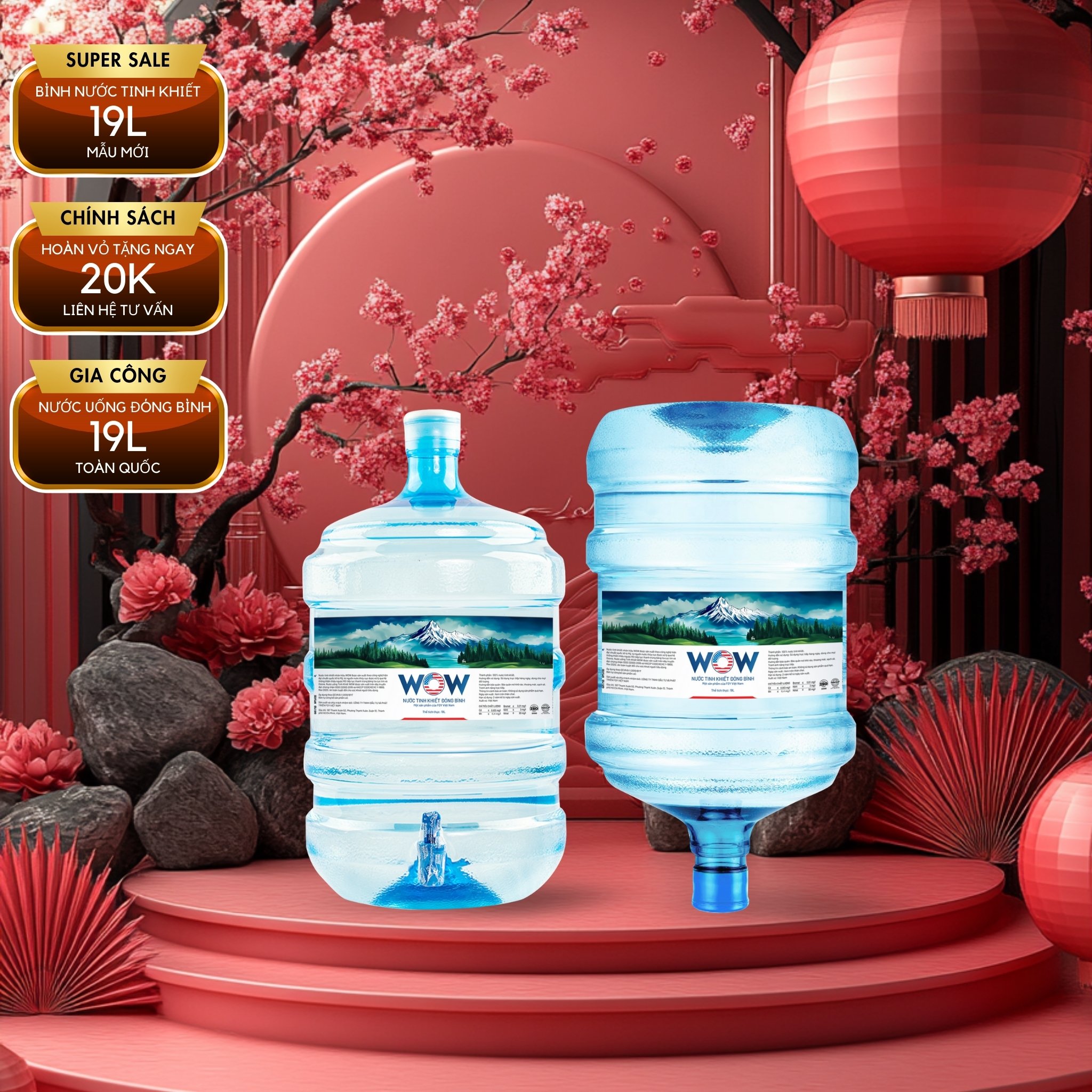 nước tinh khiết bình 19l 20l