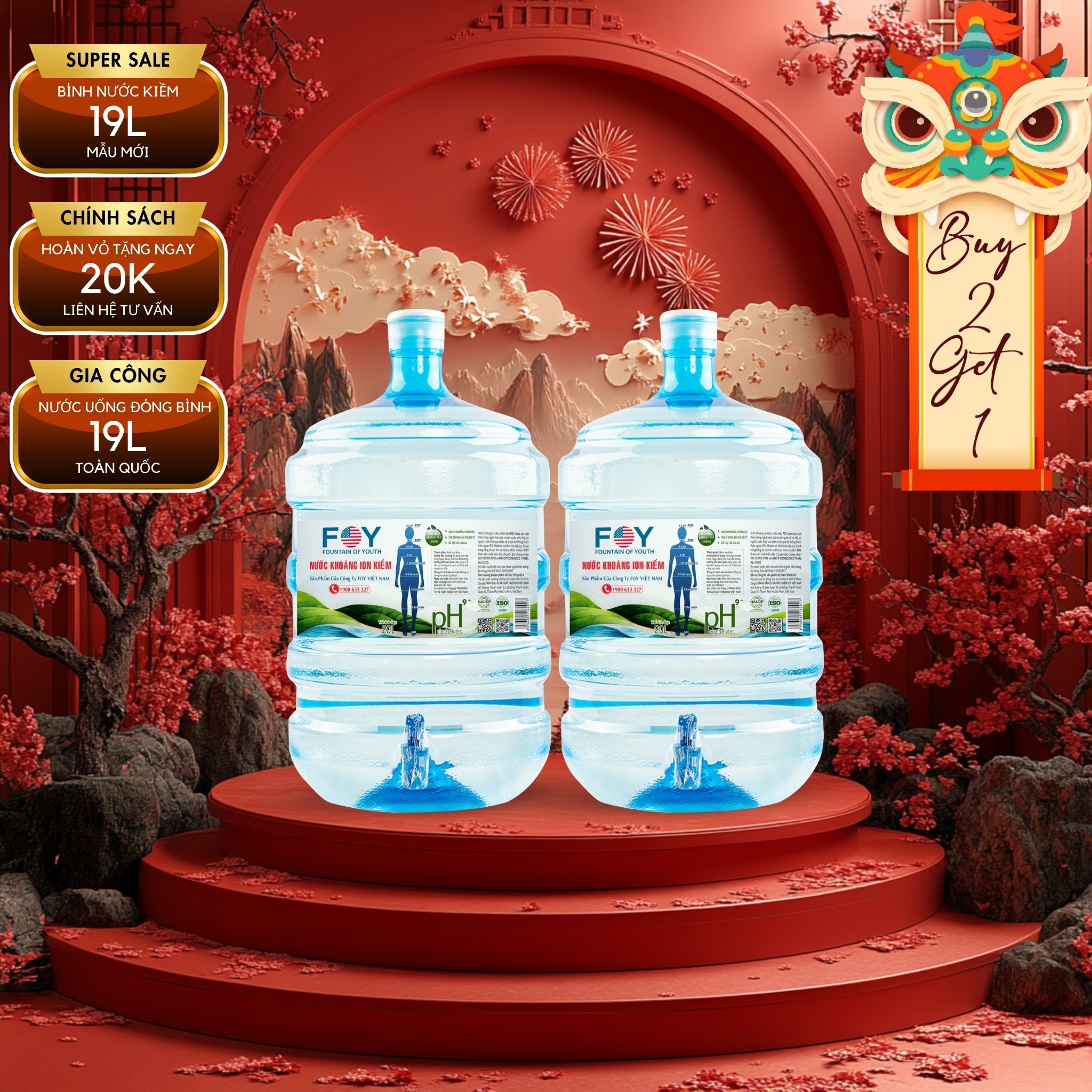 Nước khoáng ion kiềm bình 19L