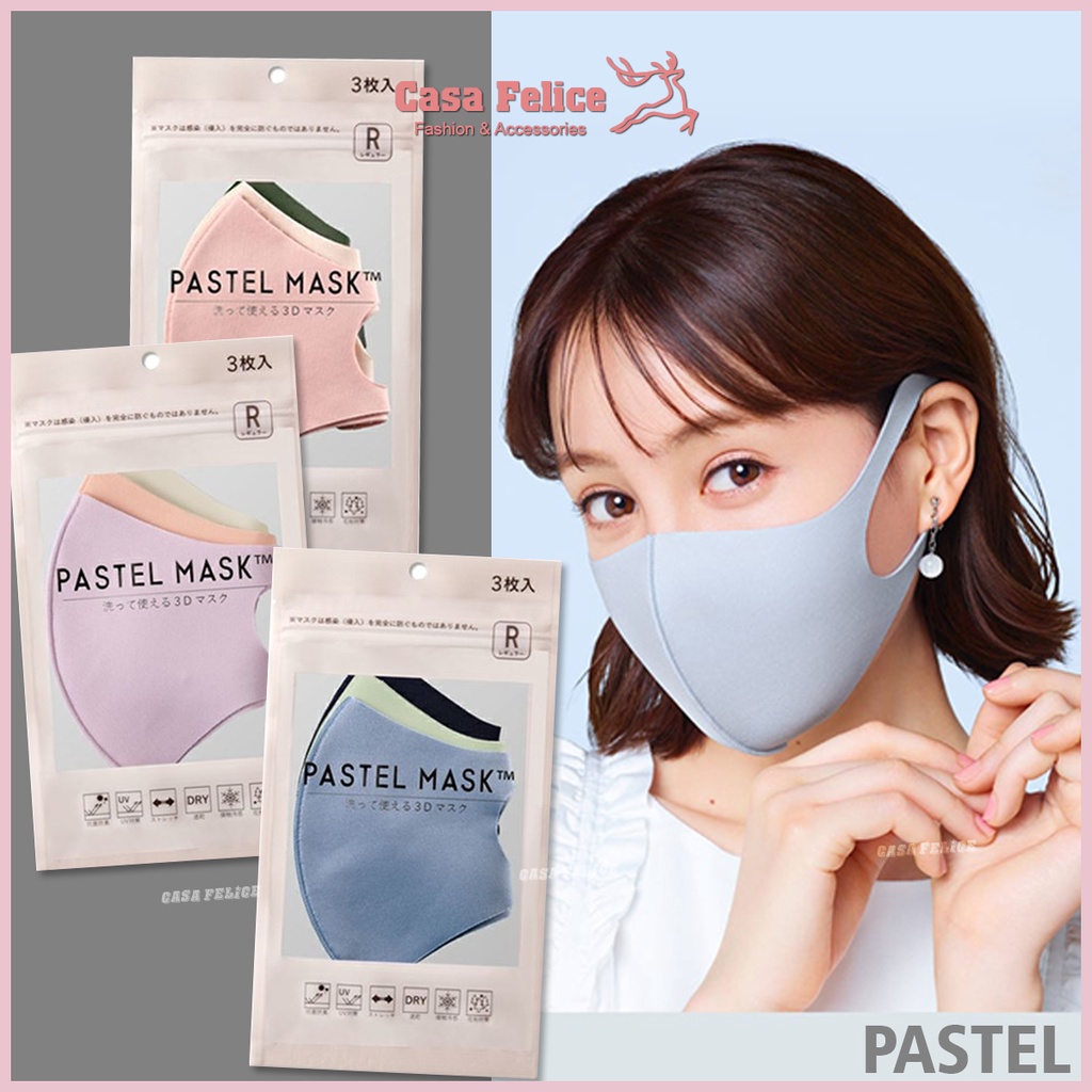 [Set 3 chiếc] Khẩu Trang Vải 3D PASTEL MASK NHẬT BẢN Chống Ô Nhiễm Bụi Mịn, Chống Nắng - KHT.03 