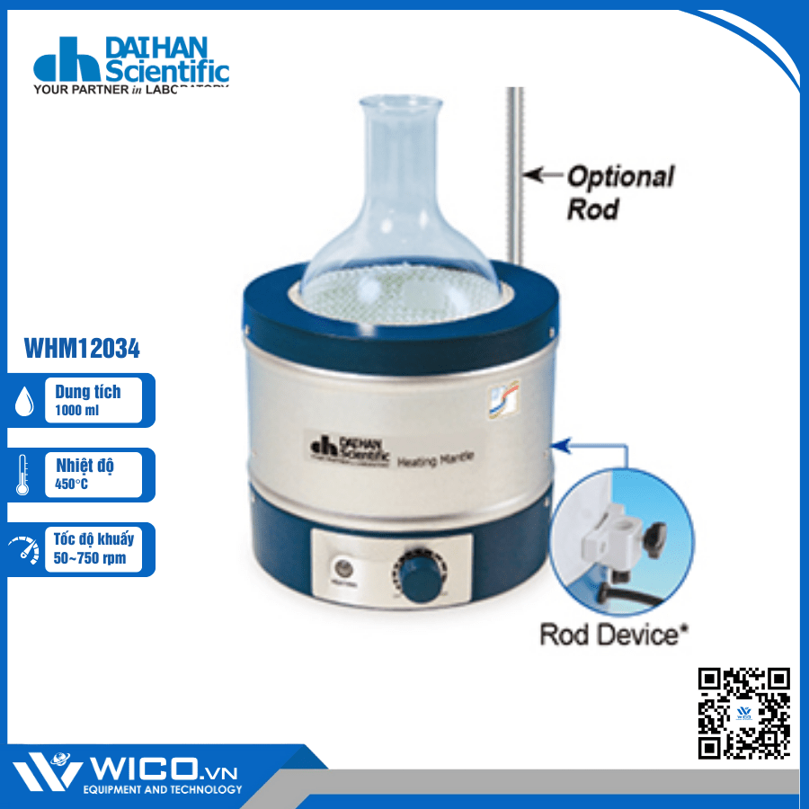 Bếp Đun Bình Cầu 450 Độ C Có Khuấy Từ WHM12034