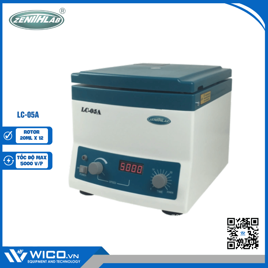 Máy Ly Tâm 5000rpm, 12 Ống 15ml/ 20ml Zenith Lab LC-05A