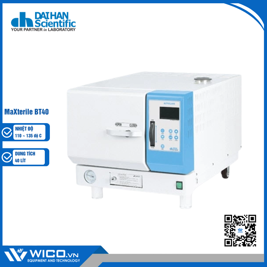 Nồi Hấp Tiệt Trùng Sấy Chân Không Daihan MaXterile BT40 | 40 Lít