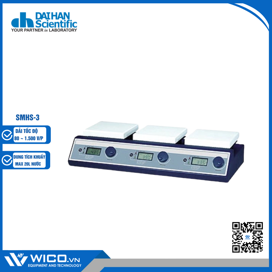 Máy Khuấy Từ Gia Nhiệt 3 Vị Trí Daihan SMHS-3